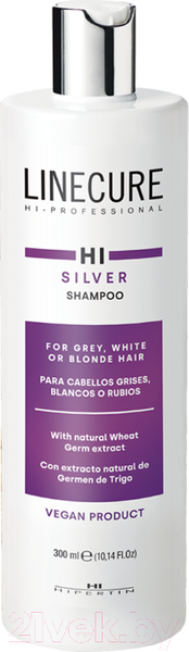 Изображение товара Оттеночный шампунь для волос Hipertin Linecure Silver Shampoo For Blonde Hair (300мл)