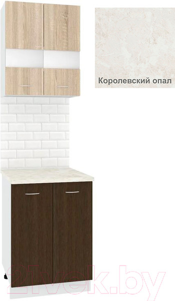 Изображение товара Комплект кухонных модулей Кортекс-мебель Корнелия Экстра 60рс2д (дуб сонома/венге/королевский опал)