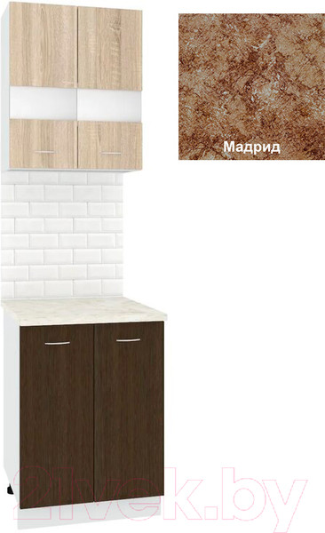 Изображение товара Комплект кухонных модулей Кортекс-мебель Корнелия Экстра 60рс2д (дуб сонома/венге/мадрид)