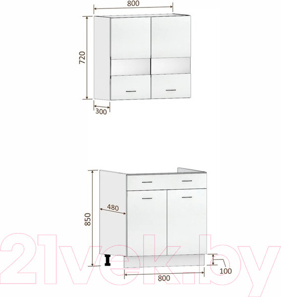 Изображение товара Комплект кухонных модулей Кортекс-мебель Корнелия Экстра 80м (дуб сонома/венге)