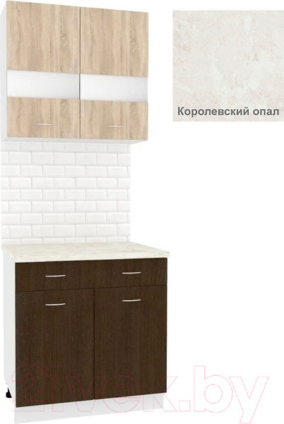 Изображение товара Комплект кухонных модулей Кортекс-мебель Корнелия Экстра 80р1ш (дуб сонома/венге/королевский опал)