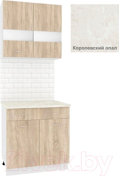 Изображение товара Комплект кухонных модулей Кортекс-мебель Корнелия Экстра 80р1ш (дуб сонома/королевский опал)