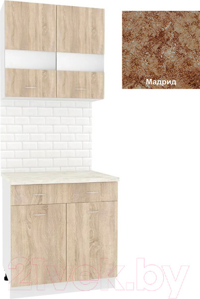 Изображение товара Комплект кухонных модулей Кортекс-мебель Корнелия Экстра 80р1ш (дуб сонома/мадрид)