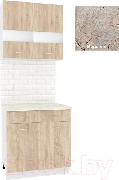 Изображение товара Комплект кухонных модулей Кортекс-мебель Корнелия Экстра 80р1ш (дуб сонома/марсель)