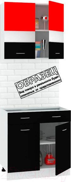 Изображение товара Комплект кухонных модулей Кортекс-мебель Корнелия Экстра 80р1ш без столешницы (дуб сонома/венге)