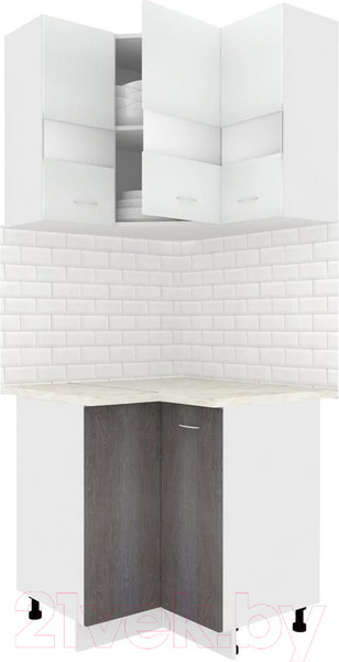 Изображение товара Комплект кухонных модулей Кортекс-мебель Корнелия Экстра угловой (белый/береза/королевский опал)