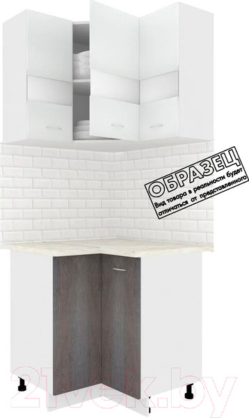 Изображение товара Комплект кухонных модулей Кортекс-мебель Корнелия Экстра угловой (белый/береза/марсель)