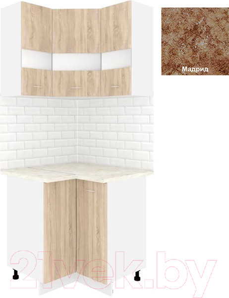 Изображение товара Комплект кухонных модулей Кортекс-мебель Корнелия Экстра угловой (дуб сонома/мадрид)