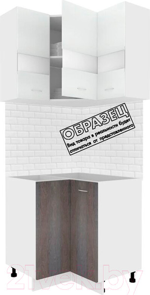 Изображение товара Комплект кухонных модулей Кортекс-мебель Корнелия Экстра угловой без столешницы (дуб сонома/венге)