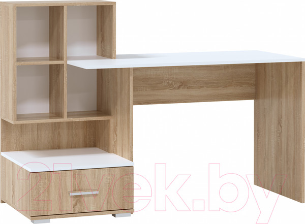 Изображение товара Письменный стол Памир ПКС-10 (дуб сонома/белый глянец)