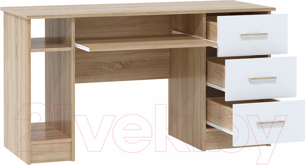 Изображение товара Письменный стол Памир ПКС-4 (дуб сонома/белый глянец)
