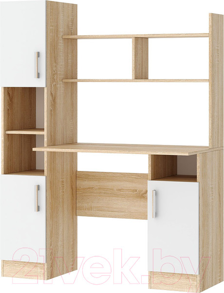 Изображение товара Письменный стол Памир ПКС-6 (дуб сонома/белый глянец)