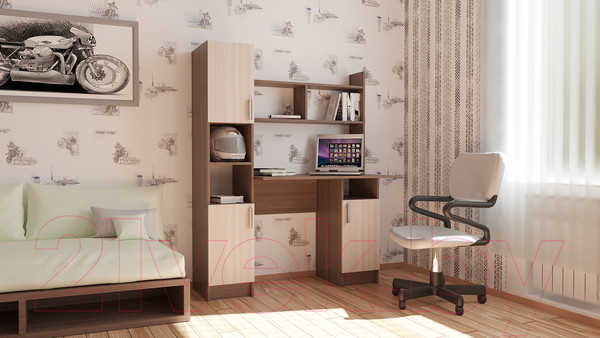 Изображение товара Письменный стол Памир ПКС-6 (ясень шимо темный/ясень шимо светлый)