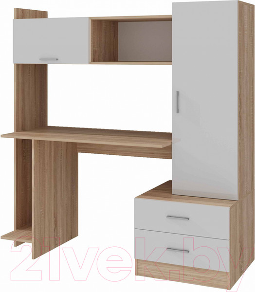Изображение товара Компьютерный стол Памир ПКС-7 (дуб сонома/белый глянец)