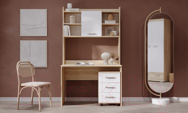 Изображение товара Письменный стол Памир ПКС-9 (дуб сонома/белый глянец)