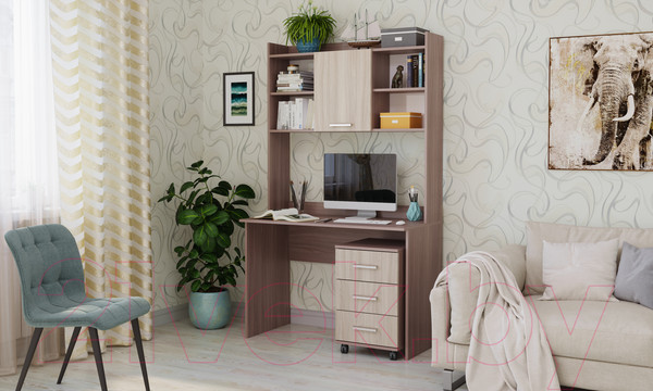 Изображение товара Письменный стол Памир ПКС-9 (ясень шимо темный/ясень шимо светлый)