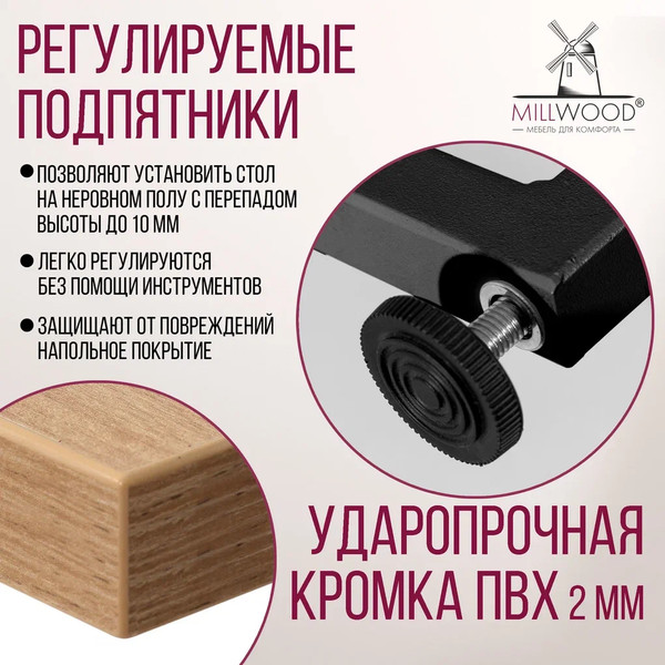 Изображение товара Обеденный стол Millwood Лофт Лондон Л 120-160x80x76 (дуб золотой Craft/металл черный)