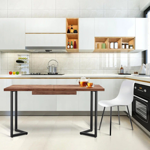 Изображение товара Обеденный стол Millwood Лофт Лондон Л 120-160x80x76 (дуб табачный Craft/металл черный)