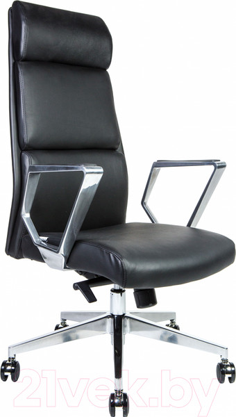 Изображение товара Кресло офисное Norden Лондон Люкс / ZR8637H-408 (хром /черная экокожа)