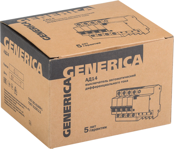 Изображение товара Дифференциальный автомат Generica АД14 4Р 16А 30мА / MAD15-4-016-C-030
