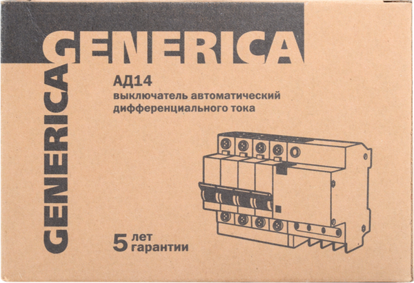 Изображение товара Дифференциальный автомат Generica АД14 4Р 16А 30мА / MAD15-4-016-C-030
