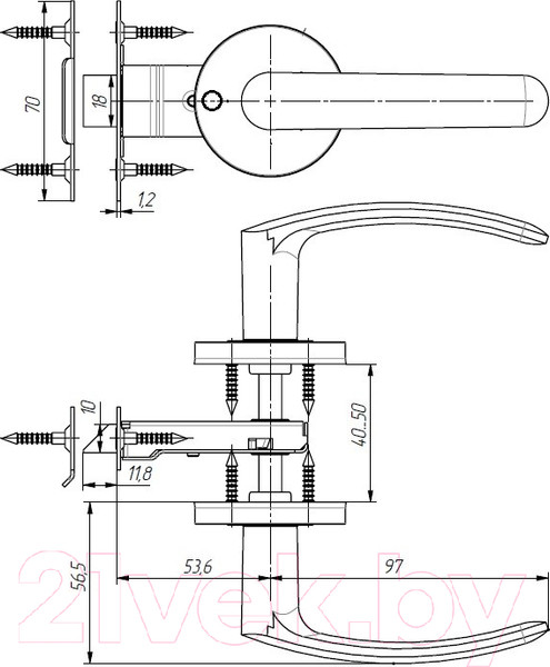 Изображение товара Защелка врезная Зенит ЗЩ2 (бронза)