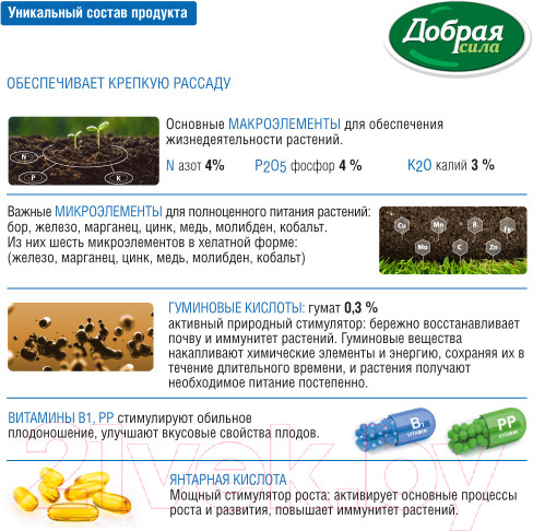 Изображение товара Удобрение Добрая сила Для рассады (250мл)