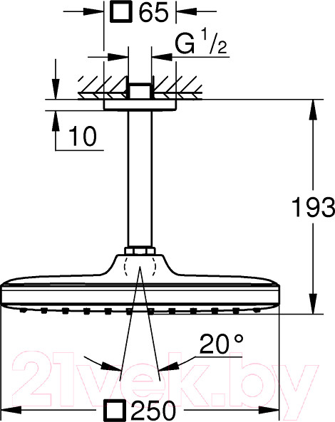 Изображение товара Верхний душ GROHE Tempesta 250 Cube 26683000