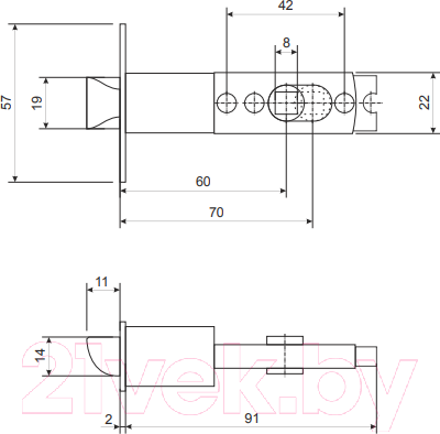 Изображение товара Защелка врезная Vanger 6072-01-AB (бронза)
