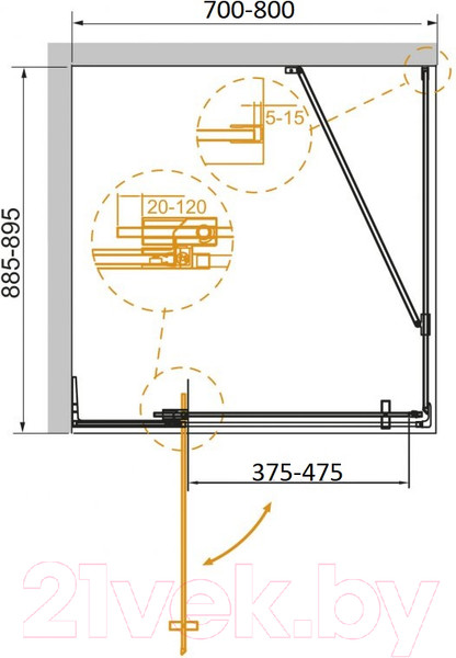 Изображение товара Душевой уголок Cezares SLIDER-AH-1-90-70/80-GRIGIO-Cr