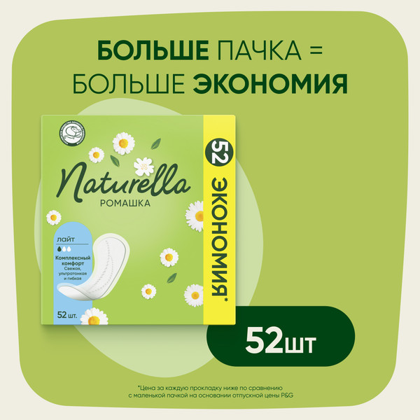 Изображение товара Прокладки ежедневные Naturella Camomile Light (52шт)
