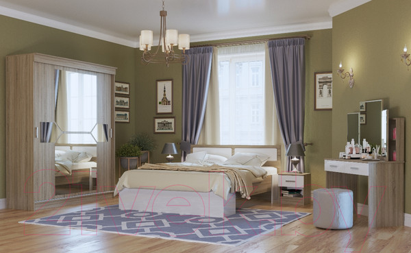 Изображение товара Туалетный столик с зеркалом Памир Беатрис (дуб сонома/белый глянец)