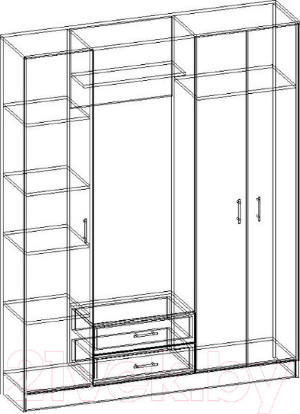 Изображение товара Секция в прихожую Памир ПВ-2 (ясень шимо темный/ясень шимо светлый)