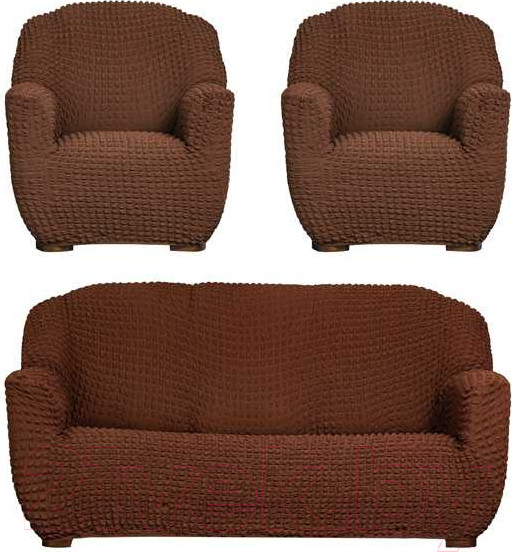 Изображение товара Комплект чехлов Софатэкс Комфорт Люкс без оборки / 00846 (шоколад)