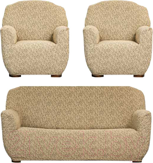 Изображение товара Комплект чехлов Софатэкс Комфорт Стандарт Венеция без оборки / 01280 (песок)