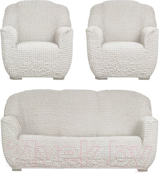 Изображение товара Комплект чехлов Софатэкс Комфорт Люкс без оборки / 01015 (молочный)