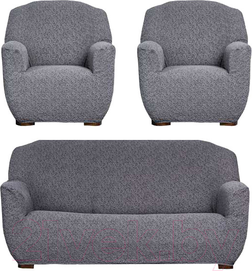 Изображение товара Комплект чехлов Софатэкс Комфорт Стандарт Венеция без оборки / 01263 (серый)