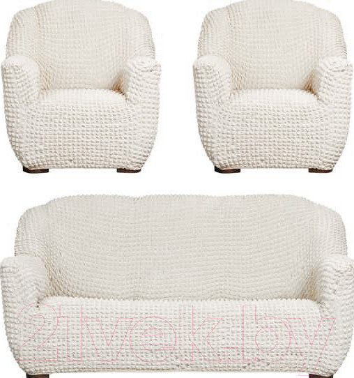 Изображение товара Комплект чехлов Софатэкс Стандарт Комфорт без оборки / 00842 (молочный)