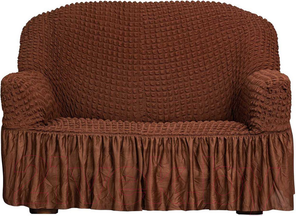 Изображение товара Чехол на 2-х местный диван Софатэкс Стандарт ПО-4 с оборкой / 00981 (шоколад)