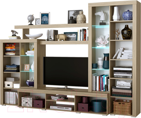 Изображение товара Стенка Памир Орландо №1 (дуб сонома/белый глянец)