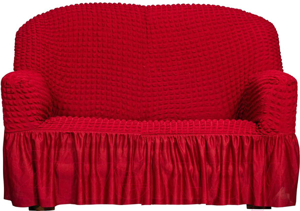 Изображение товара Чехол на 2-х местный диван Софатэкс Стандарт ПО-4 с оборкой / 00980 (бордовый)