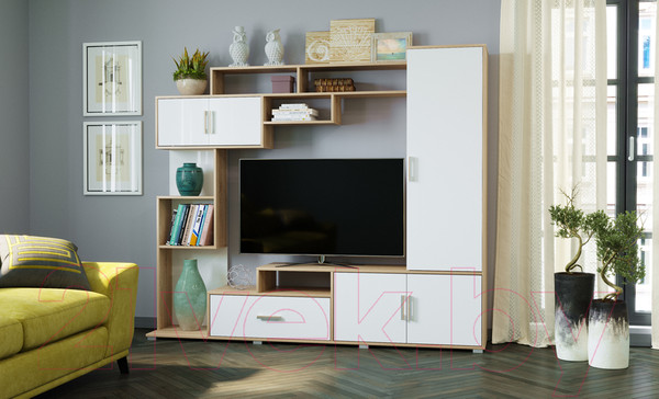 Изображение товара Стенка Памир Пекин (дуб сонома/белый глянец)