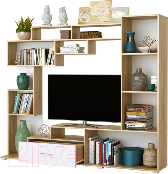 Изображение товара Стенка Памир Пекин (дуб сонома/белый глянец)