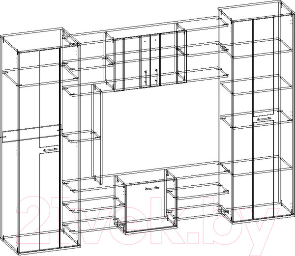 Изображение товара Стенка Памир Прага (ясень шимо темный/ясень шимо светлый)