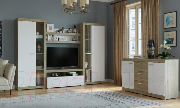 Изображение товара Тумба Памир Соната КС-1500 (дуб сонома/белый глянец)