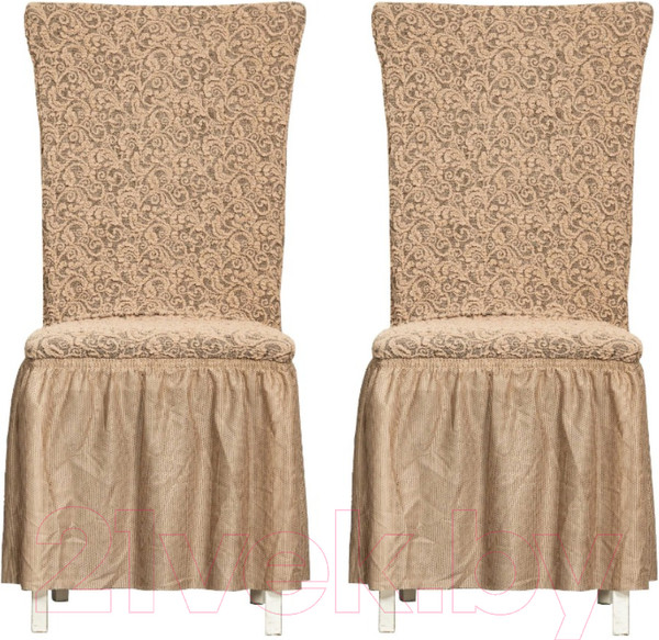 Изображение товара Комплект чехлов Софатэкс Стандарт КПС-4 Венеция с оборкой / 01124 (капучино)