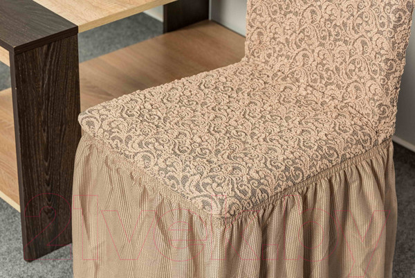 Изображение товара Комплект чехлов Софатэкс Стандарт КПС-4 Венеция с оборкой / 01124 (капучино)