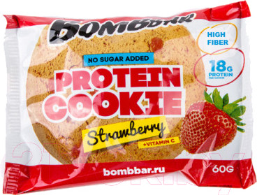 Изображение товара Протеиновое печенье Bombbar Клубника (10x60г)
