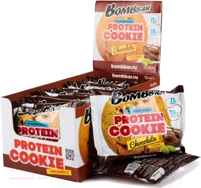 Изображение товара Протеиновое печенье Bombbar Шоколад (10x60г)
