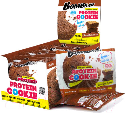 Изображение товара Набор протеинового печенья Bombbar Шоколадный брауни (12x40г)